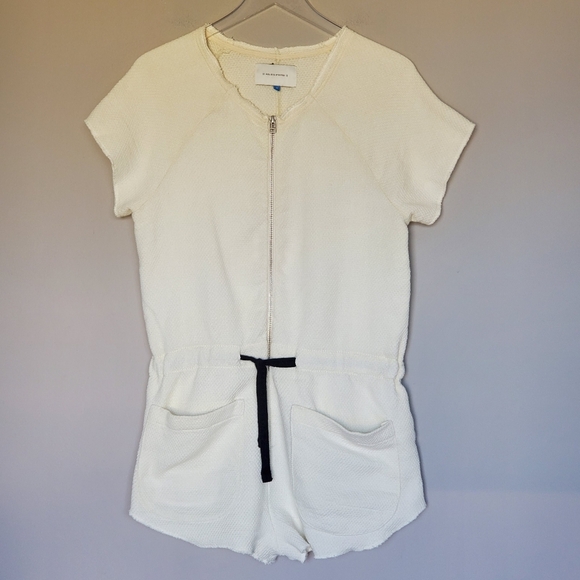 Solid & Striped Zip Front Romper Shorts Cream Size S - Picture 4 of 11